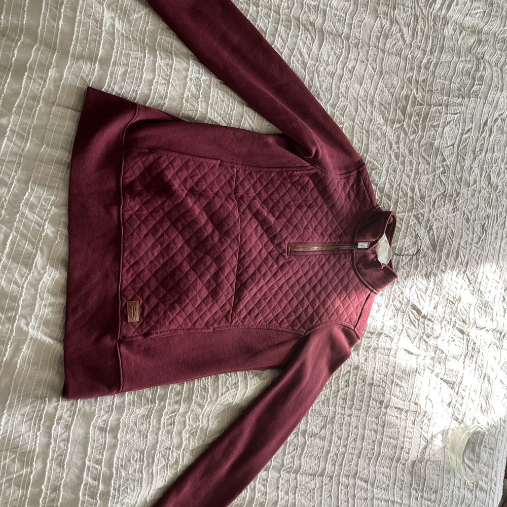 L.L. Bean Maroon Quilted Pullover